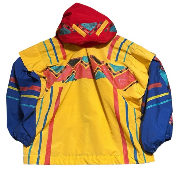 Ann Original Seattle Men's Jacket Hooded 80s Hand Painted Abstract OSA Oversized - Picture 2 of 14